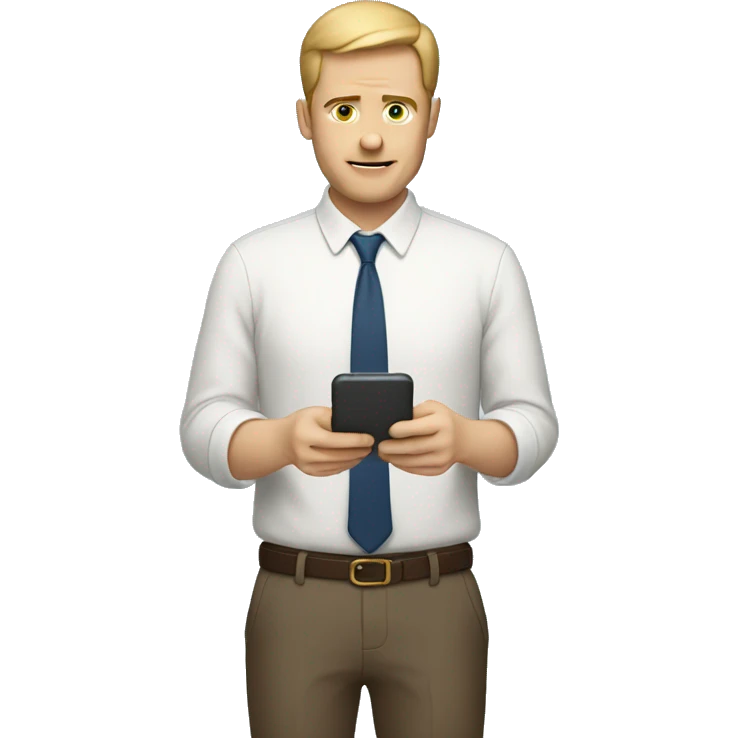 white man texting emoji