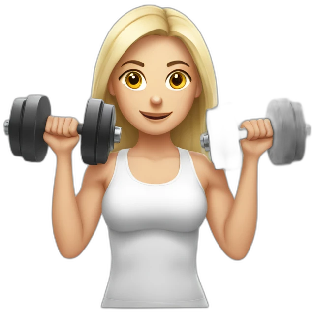 White fitness girl with dumbbells in their hands emoji