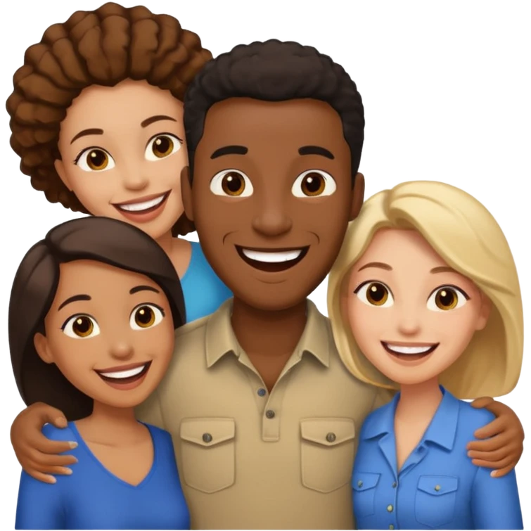 Black man with two women emoji