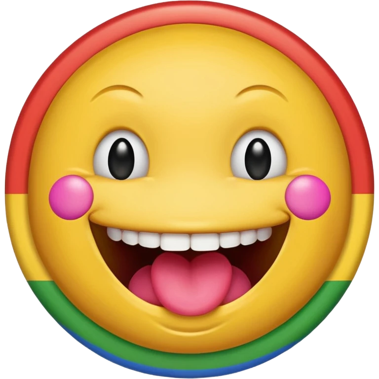 Smiley face biting lip with progress pride flag skin emoji