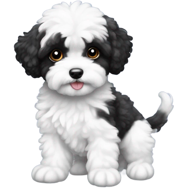 Maltipoo black and white girl puppy emoji
