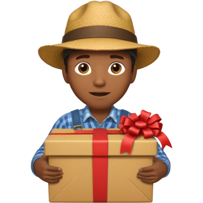 Black guy with a farmer hat coming out of a present box emoji