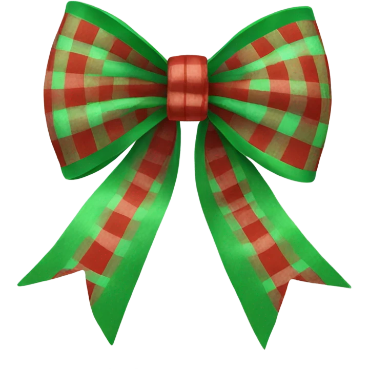 green and red checkered christmas bow  emoji