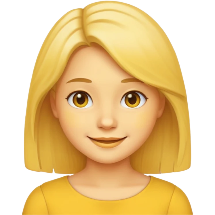 girl emoji, classic yellow face, simple and clear, smiling expression, shoulder-length hair emoji