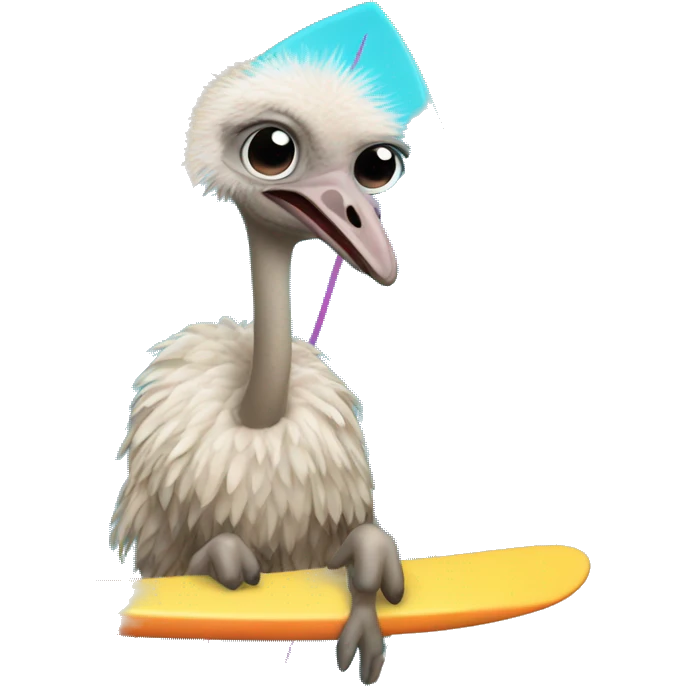 Ostrich on a surfboard emoji
