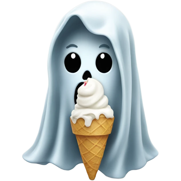 Ghost eating ice cream emoji