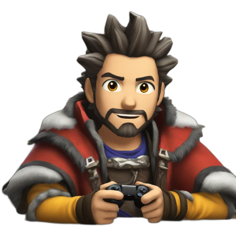 auron from ff10 playing video games emoji