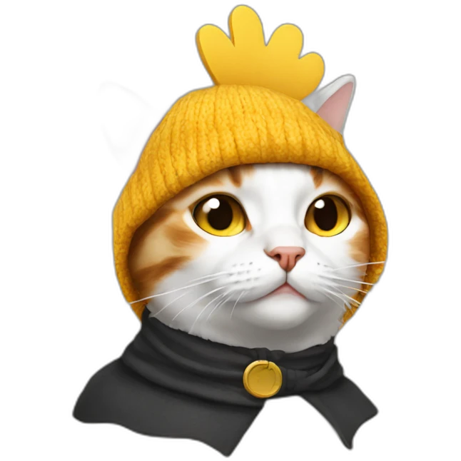 Cat wearing chicken hat emoji