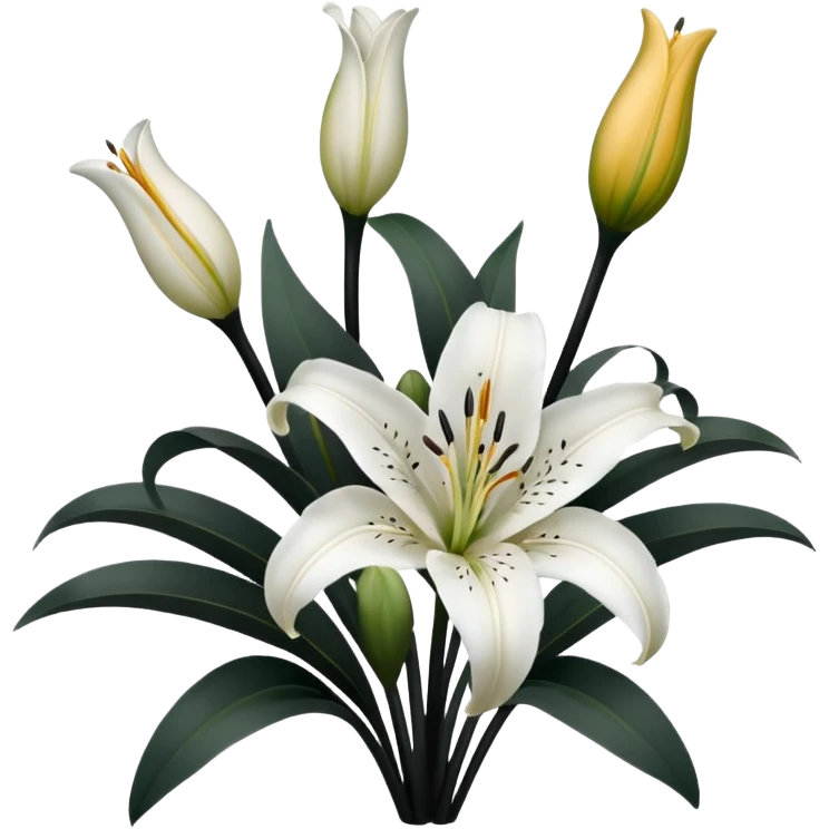 black and white lillies emoji