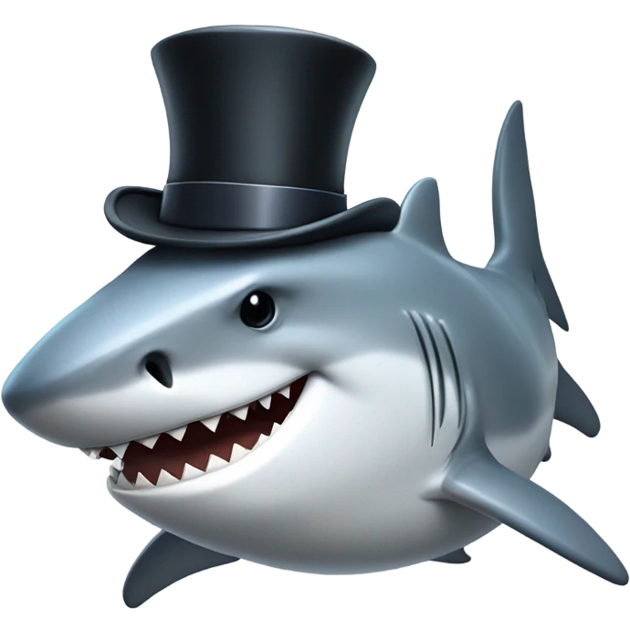sleeping shark with tophat emoji