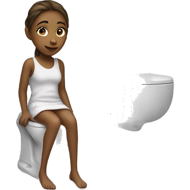 A girl bathroom a laptop emoji