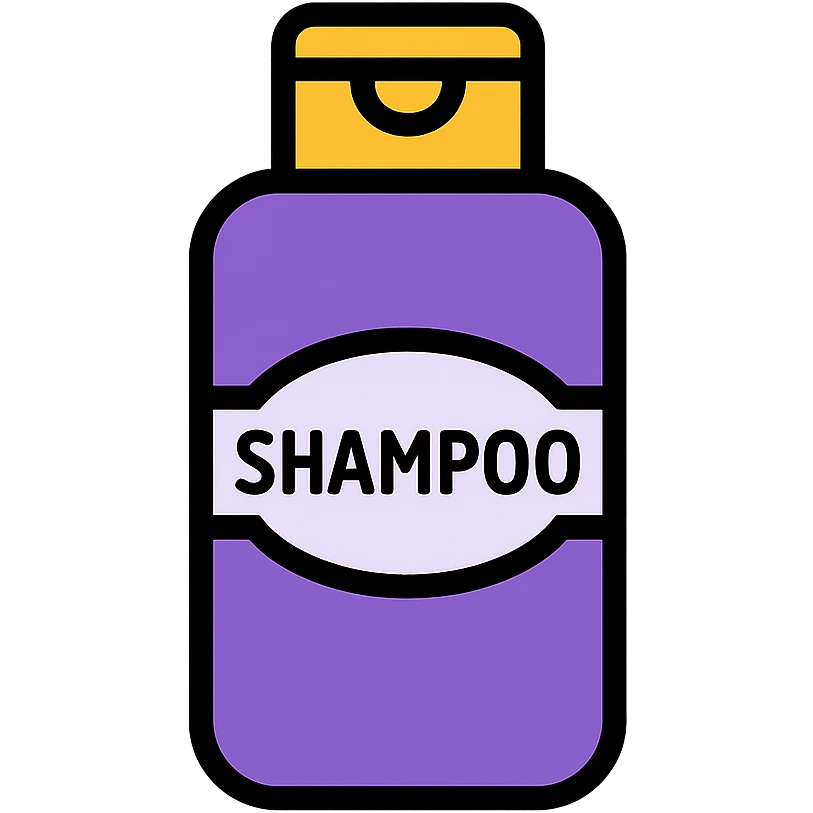 small violet shampoo bottle, modern appearance, clean design emoji