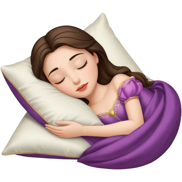 sleeping beauty brunette white girl with a silk pillow emoji