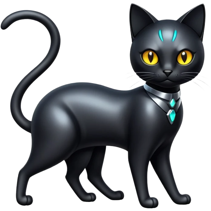 Futuristic black cat-Fakémon-creature (full body) emoji