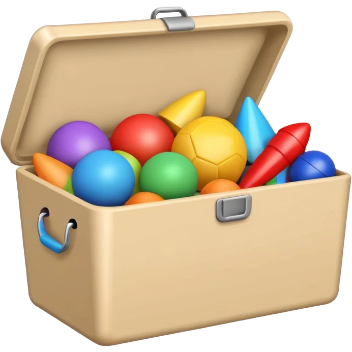 Beige toy box full of toys emoji