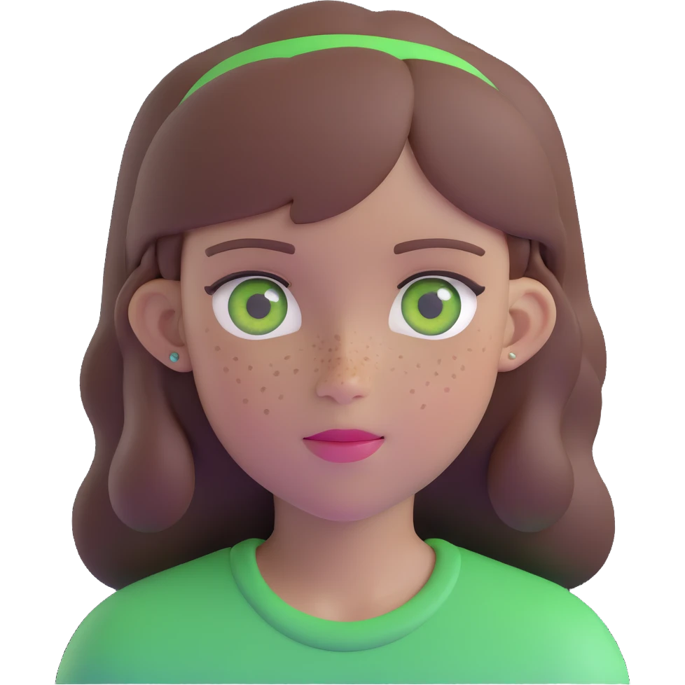 girl with brown hair green eyes and freckles emoji