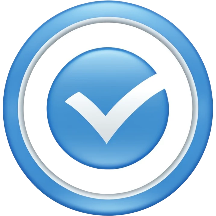 A blue circle entered by a white check mark emoji