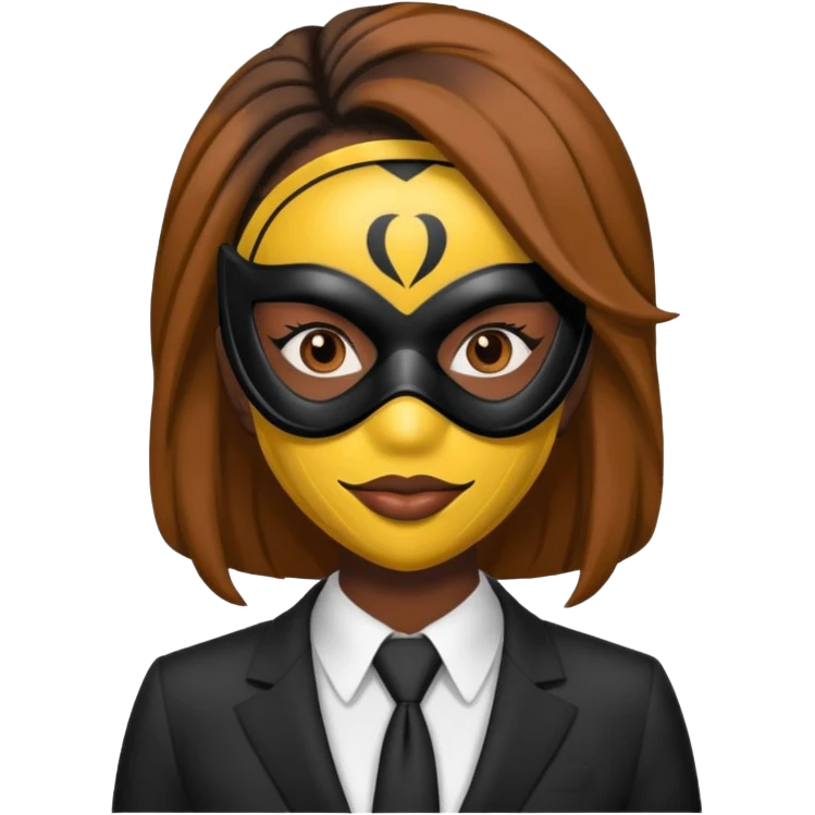 black woman in suit and mask emoji
