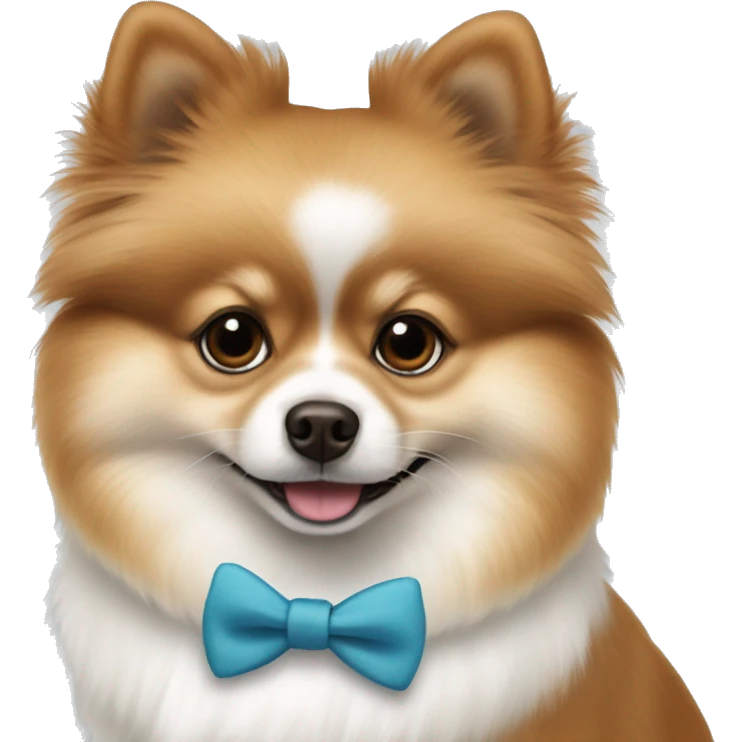 White and brown Pomeranian with bowtie  emoji