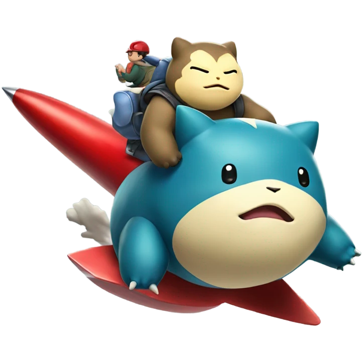 snorlax pokémon riding a little red rocket  emoji
