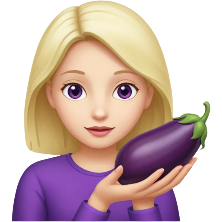 girl holding brinjal emoji