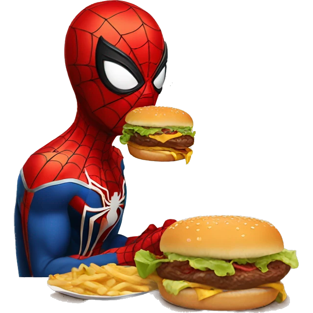 Spider-Man eating hamburger emoji