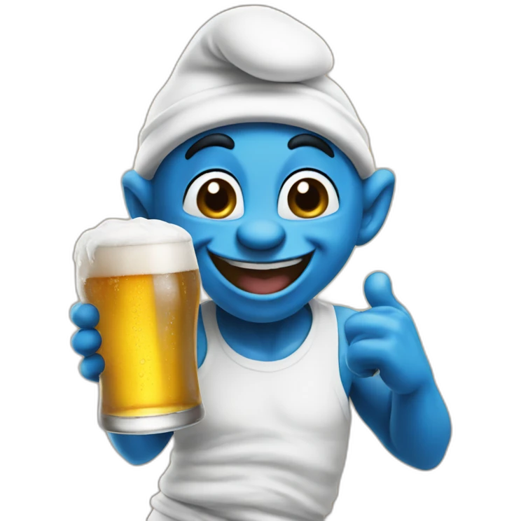 Happy Smurf meme with 2 beers emoji