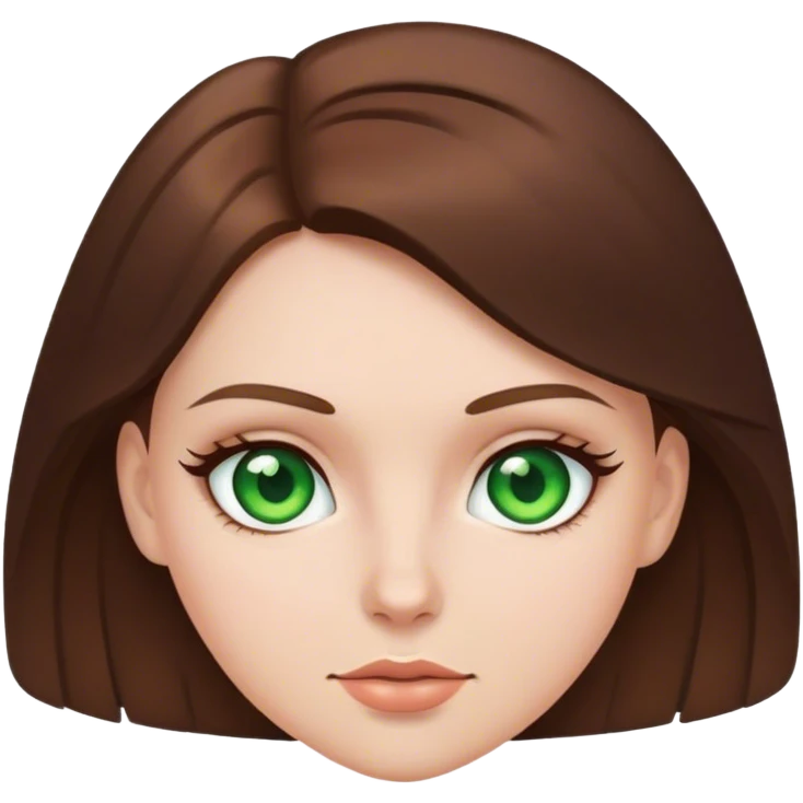 white girl, brunette hair, green eyes emoji