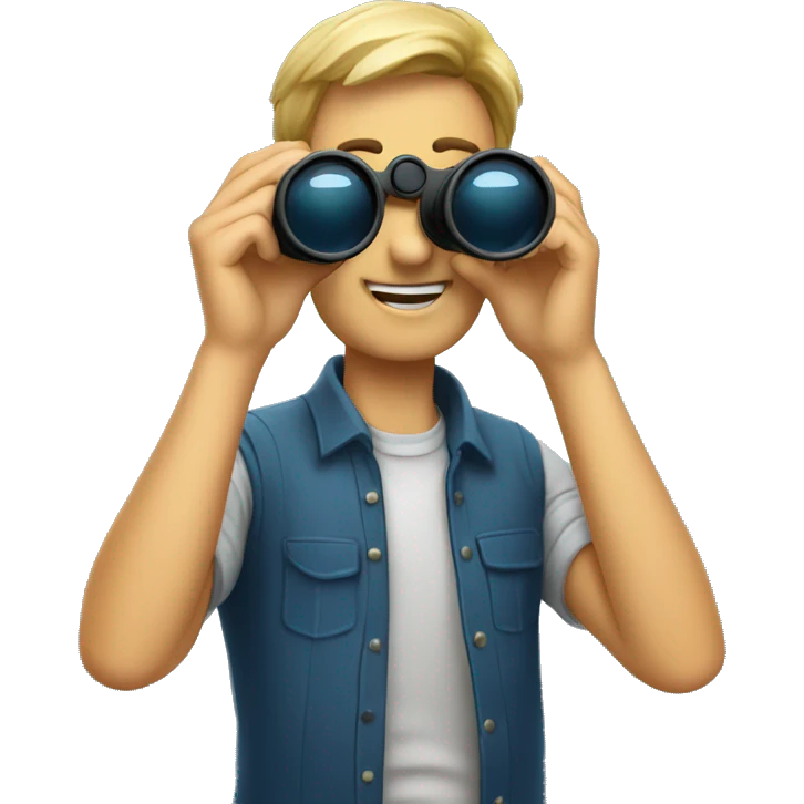 nerd looking through binoculars emoji