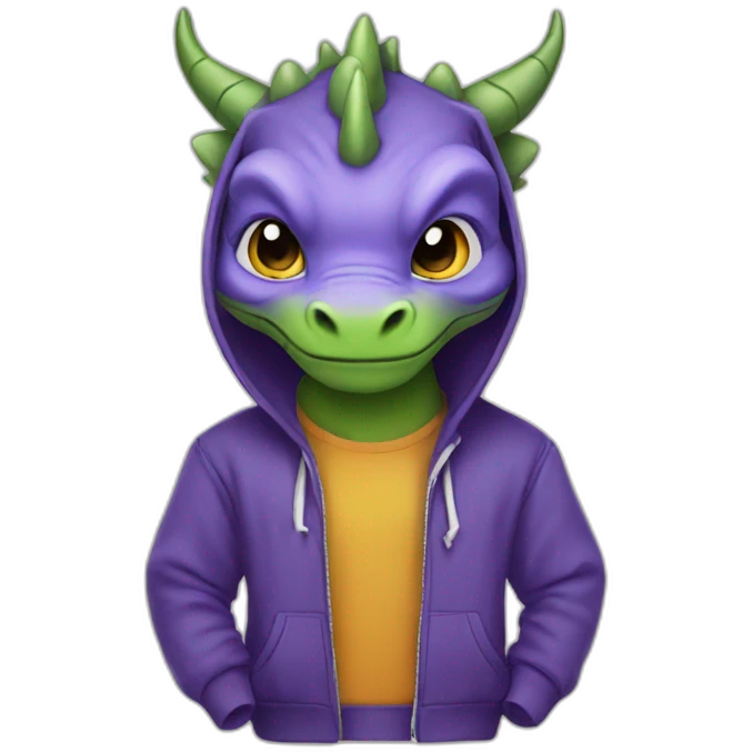 The dragon is dressed in a hoodie emoji