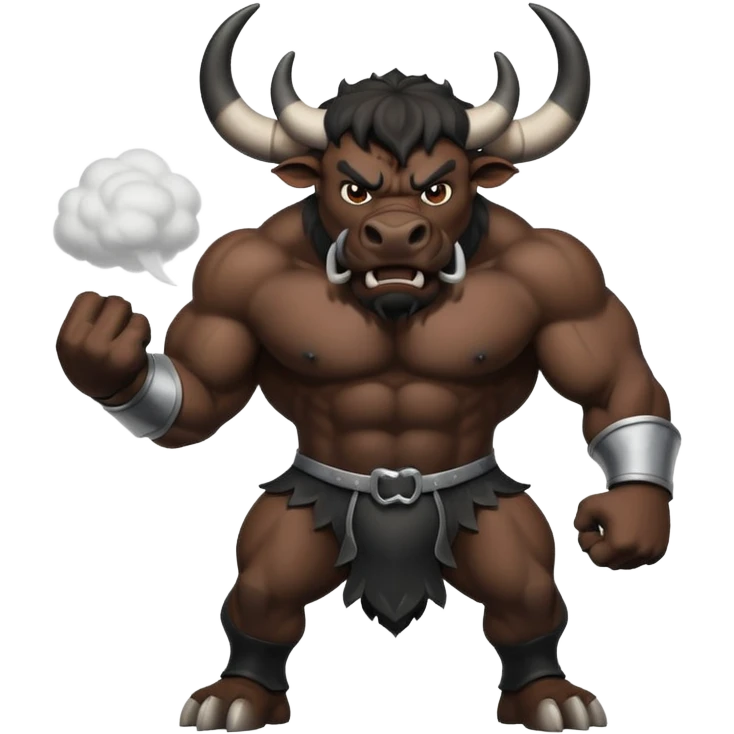 angry black bull preparing to charge with dust clouds emoji