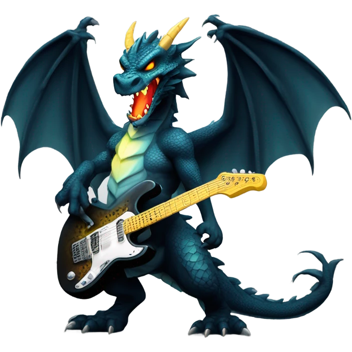 Mean Dragon with electric guitar emoji