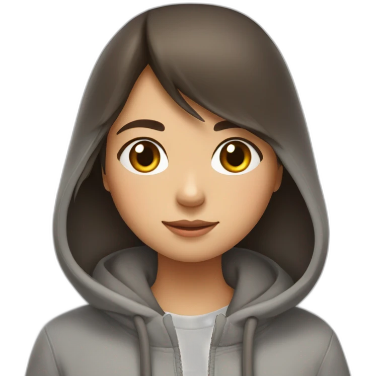 Fille Brune avec un sweat-capuche Totoro emoji