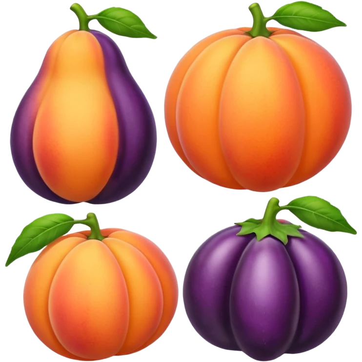 Peach with eggplant between emoji