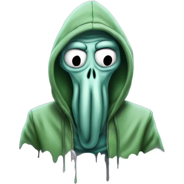 squidward with hoodie like graffity writer with green jacket emoji