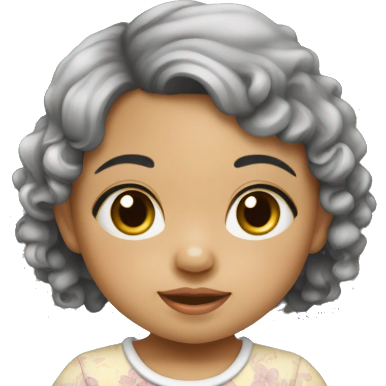 Southeast Asian female infant with black curly hairSou emoji