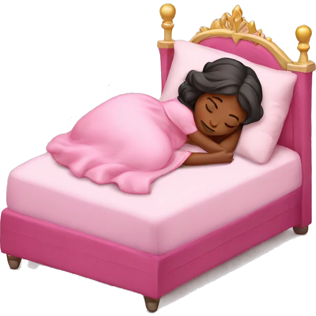 Sleeping princess in pink bed  emoji