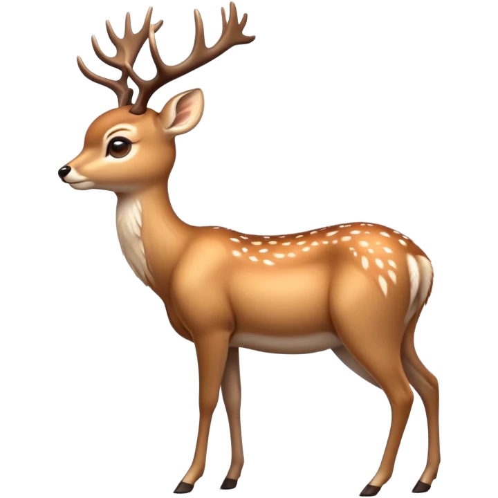 cinematic-[deer]-realistic-full-body-standing on all fours-emoji,-tail-tucked-close,-head-tilted-dramatically,-sleek-[fawn]-fur,-simplified-yet-realistic-focused-features,-highly-detailed,-glowing-with-an-almost-sarcastic-glow emoji