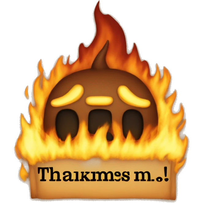 text that says "Thanks James!" covered in fire emoji