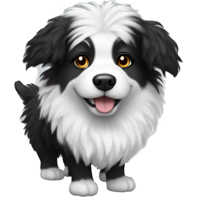 black and white moodle dog fluffy emoji