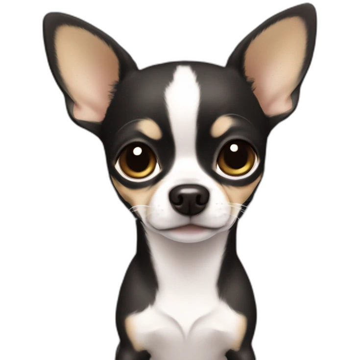 girly chihuahua color caqui with a white line in her head and her pupil is full black and white emoji