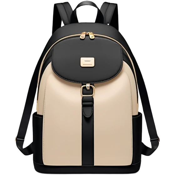 black women's commuter backpack with beige trim, minimal aesthetic, plain emoji
