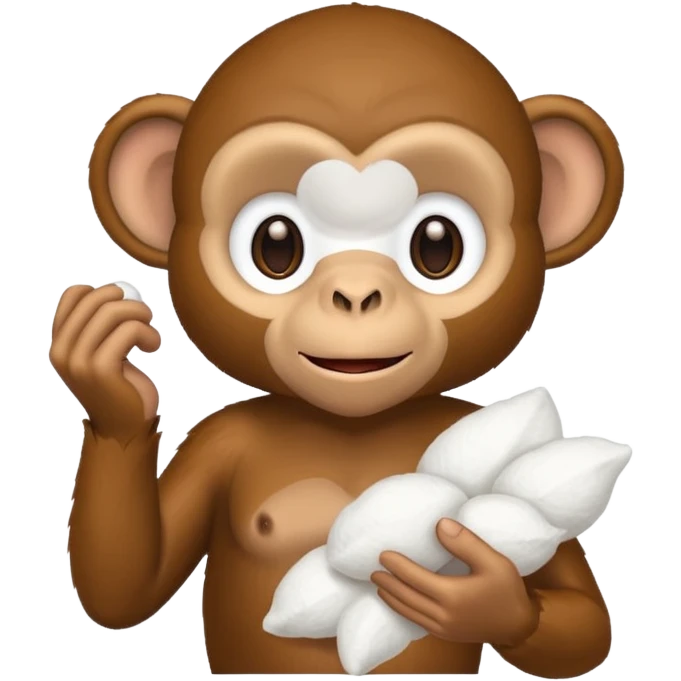 monkey with cotton in its hand  emoji