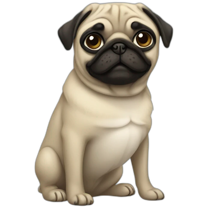 pug wearing a t-shirt emoji