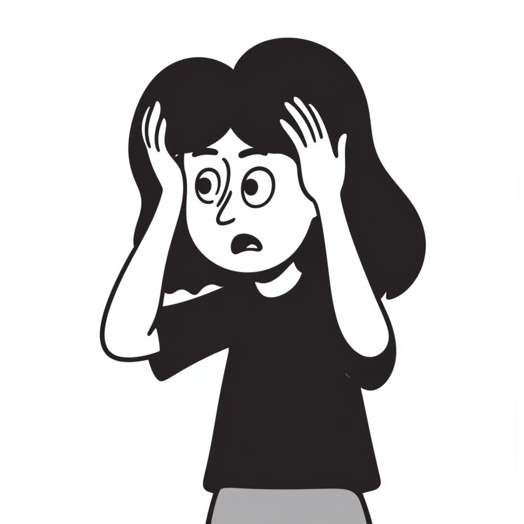 scared woman with her hands on her head emoji
