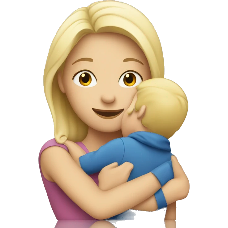 blonde woman hugging child emoji