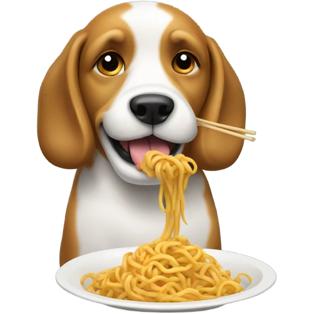 dog eating a noodle on a beach in romania  emoji