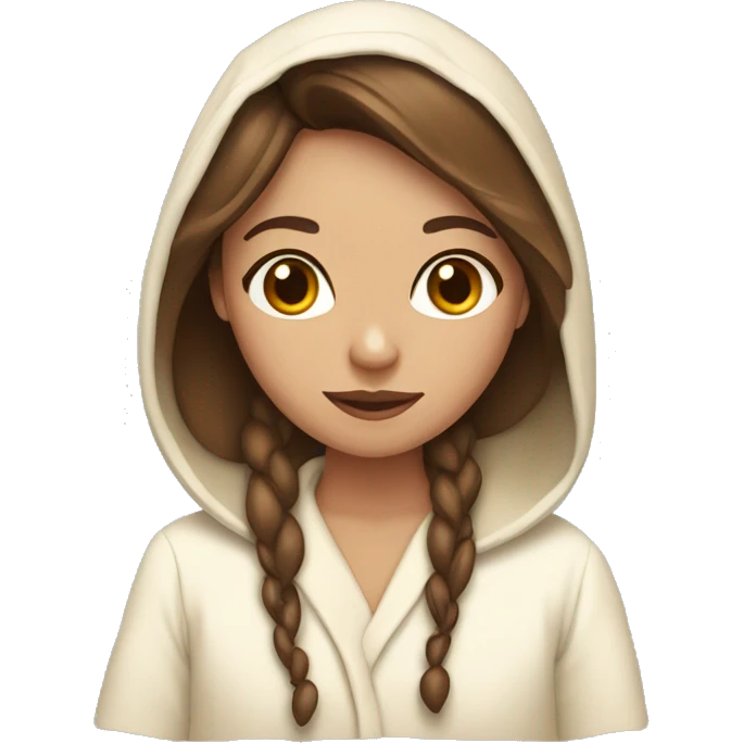 brown haired girl wearing a cream dressing gown  emoji