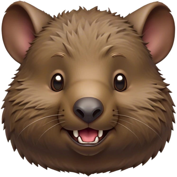 Cinematic Comical Wombat Portrait Emoji, Head tilted dramatically with an exaggeratedly amused expression, featuring a striking, glossy shaggy brown fur with bold textures and wide, expressive eyes filled with playful disbelief, Simplified yet hilariously expressive features, highly detailed, glowing with a slightly sassy glow, high shine, dramatic yet playful, stylized with an air of cheeky bush mischief, bright and endearing, soft glowing outline, capturing the essence of a spirited and over‐the‐top wombat, so meme‐worthy it feels like it could snort its way into internet fame instantly! emoji