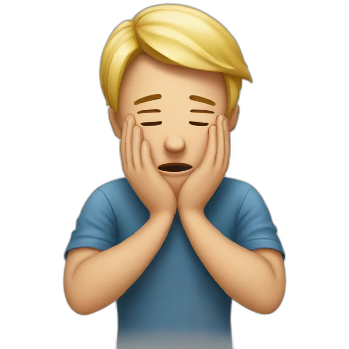 Realistic emoji of a stressed person with hands holding their head.  Don't let it be a generic emoji emoji